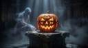 Glowing pumpkin icon representing the main slot game